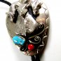 Southwest Western Big Horn Sheep Coral Turquoise Bolo