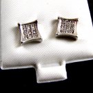 Silvertone 9 CZs Pierced Studs Earrings 12092013tp