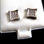 Silvertone 9 CZs Pierced Studs Earrings 12092013tp