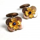 Edwardian / Victorian Goldtone Blue Cufflinks 22514