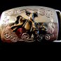 Bullrider belt buckle two tone
