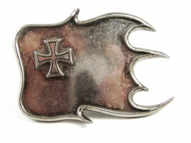 Gothic Crusader Silvertone Cross Claw Belt Buckle Unmarked 121614