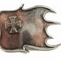 Gothic Crusader Silvertone Cross Claw Belt Buckle Unmarked 121614