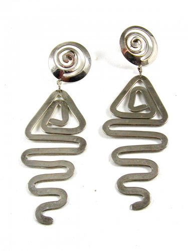 Silvertone Dangley Pierce Earrings 72414