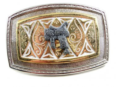 Western Silvertone Cowboy Saddle Belt Buckle #102113p