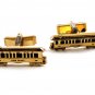 Goldtone Trolley Car Train Lake Dewey Cufflinks Not Signed