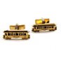 Goldtone Trolley Car Train Lake Dewey Cufflinks Not Signed
