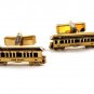 Goldtone Trolley Car Train Lake Dewey Cufflinks Not Signed