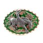 Western Silvertone Green Cowboy Riding Broncho Belt Buckle #102113o