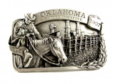 1985 Commemorative Oklahoma 1907 Belt Buckle by Arroyo Grande 102214