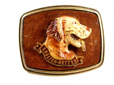 1979 English Setter Enameled Belt Buckle 51514 by Raintree