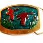 1977 Enameled Ducks in Flight Brass Belt Buckle by Indiana Metal Craft