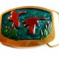 1977 Enameled Ducks in Flight Brass Belt Buckle by Indiana Metal Craft