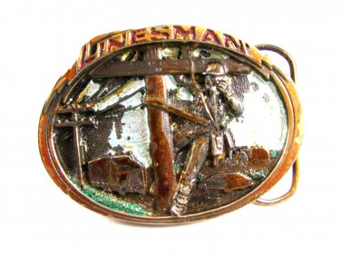 1986 Linesman Belt Buckle 5714 by Great American Buckle Co