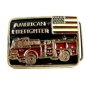 American Firefighter Truck Flag Red Enameled Belt Buckle 51514 Made In USA