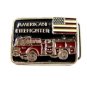 American Firefighter Truck Flag Red Enameled Belt Buckle 51514 Made In USA