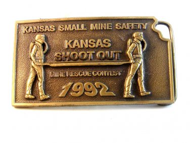 1992 Kansas Small Mine Safety Shoot Out Belt Buckle