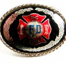 Enameled FD Fire Department Belt Buckle USA 2192014