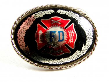 Enameled FD Fire Department Belt Buckle USA 2192014