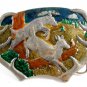 1977 Deer In Woods Belt Buckle 5714 by Bergamont