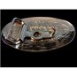 Horse two tone belt buckle with rope design