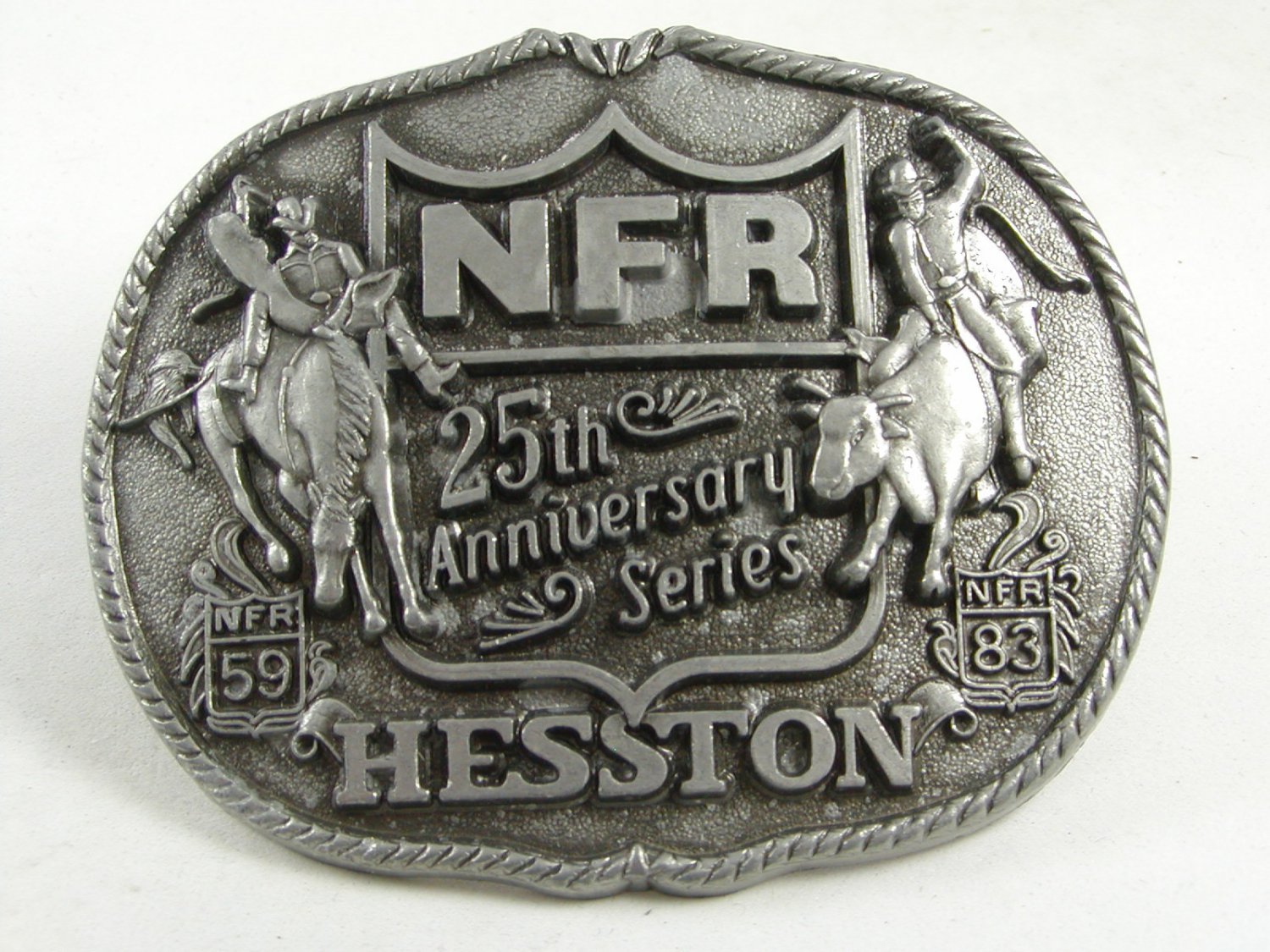 1983 National Finals Rodeo NFR 25th Anniversary Belt Buckle By Hesston ...