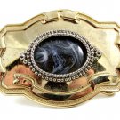 Western Cowboy Silvertone Opalescent / Agate Style ???? Belt Buckle 10272013cd