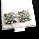 Clear & Green CZs Pierced Studs Earrings 12092013op