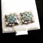 Clear & Green CZs Pierced Studs Earrings 12092013op