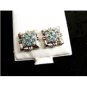 Clear & Green CZs Pierced Studs Earrings 12092013op