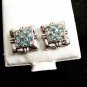 Clear & Green CZs Pierced Studs Earrings 12092013op