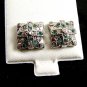 Green & Clear CZs Pierced Studs Earrings 12092013ll