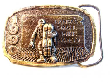 1990 Kansas Small Mine Safety Rescue Contest Belt Buckle