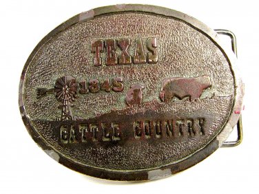 1973 Texas Cattle Country Nutrena Feedsl Belt Buckle By Wyoming Studio Arts