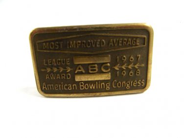 1967 - 68 Most Improved Average ABC Bowling Conference Belt Buckle #102213