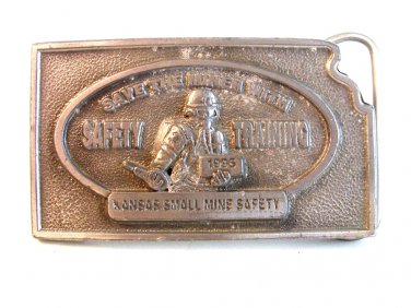 Kansas Small Mine Safety Save The Miner Belt Buckle