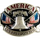 1986 America Let Freedom Ring Enameled Belt Buckle Siskiyou 62614