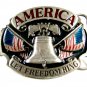 1986 America Let Freedom Ring Enameled Belt Buckle Siskiyou 62614