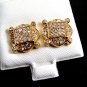 Fancy Goldtone CZs Pierced Studs Earrings