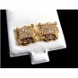 Fancy Goldtone CZs Pierced Studs Earrings