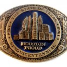 1986 Travis Collectors Society Texas Sesqicentennial Houston Proud Belt Buckle