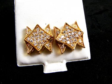 Goldtone CZs Pierced Studs Earrings 12092013xx