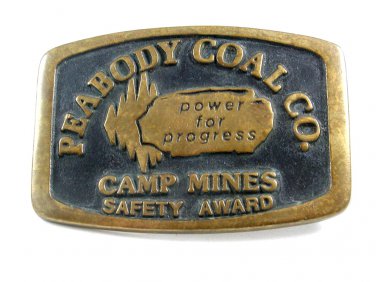 1981 Solid Brass Peabody Coal Co. Camp Mines Belt Buckle 10302013
