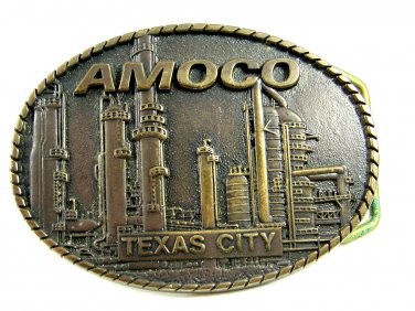 Amoco Texas City Solid Brass Belt Buckle Made In USA 102014