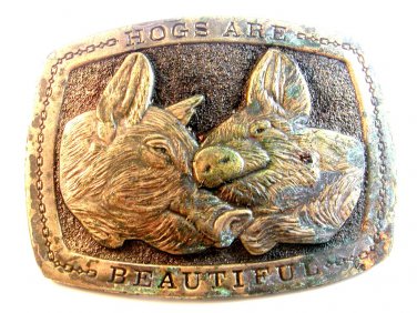 1979 Hogs are Beautiful Belt Buckle by Great American Buckle Co.