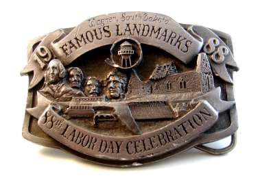 1988 Wagner South Dakota Famous Landmarks Belt Buckle by Siskiyou