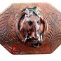 Early Western Cowboy Horse Head In Horse Shoe Solid Brass Belt Buckle