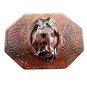 Early Western Cowboy Horse Head In Horse Shoe Solid Brass Belt Buckle