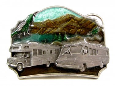 1987 RV Camper Motorhome Enameled Belt Buckle by Siskiyou