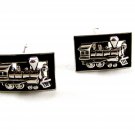 Silvertone Train Locomotive Smoke Stack Cufflinks by Shield